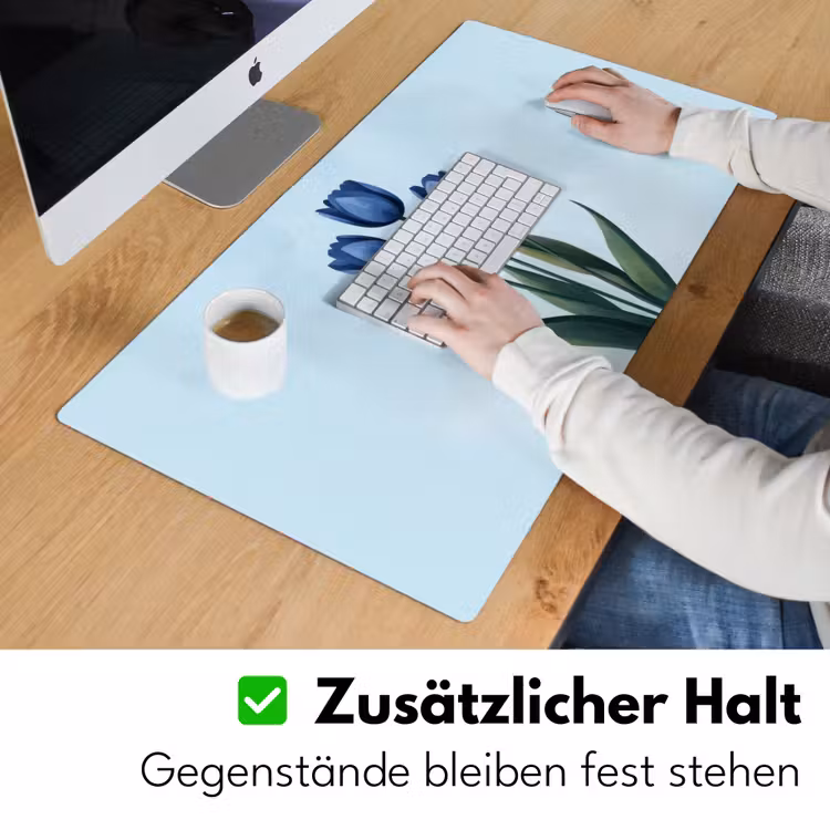 Tulpen - Blauw - Bladeren Muismat XXL klein -ysfeer3_duits