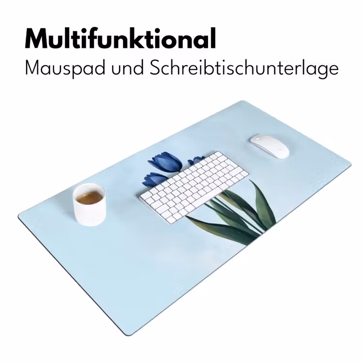 Tulpen - Blauw - Bladeren Muismat XXL klein -ysfeer4_duits