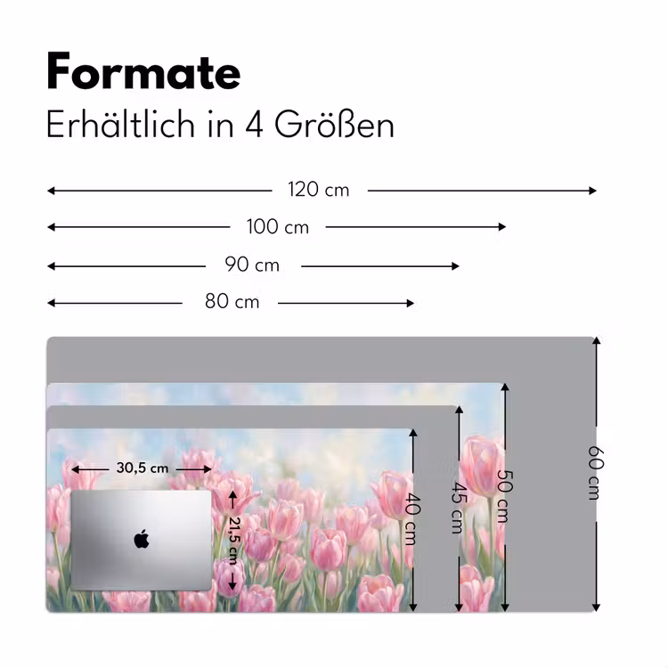 Tulpen - Veld - Lente - Roze Muismat XXL klein -ysfeer5_duits