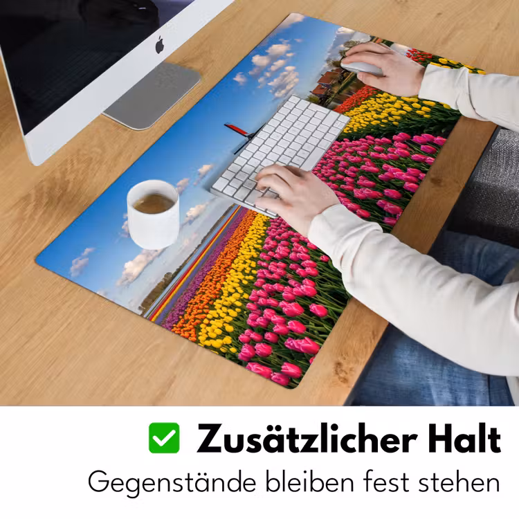 Tulpen - Holland - Molen - Kleurrijk Muismat XXL klein -ysfeer3_duits
