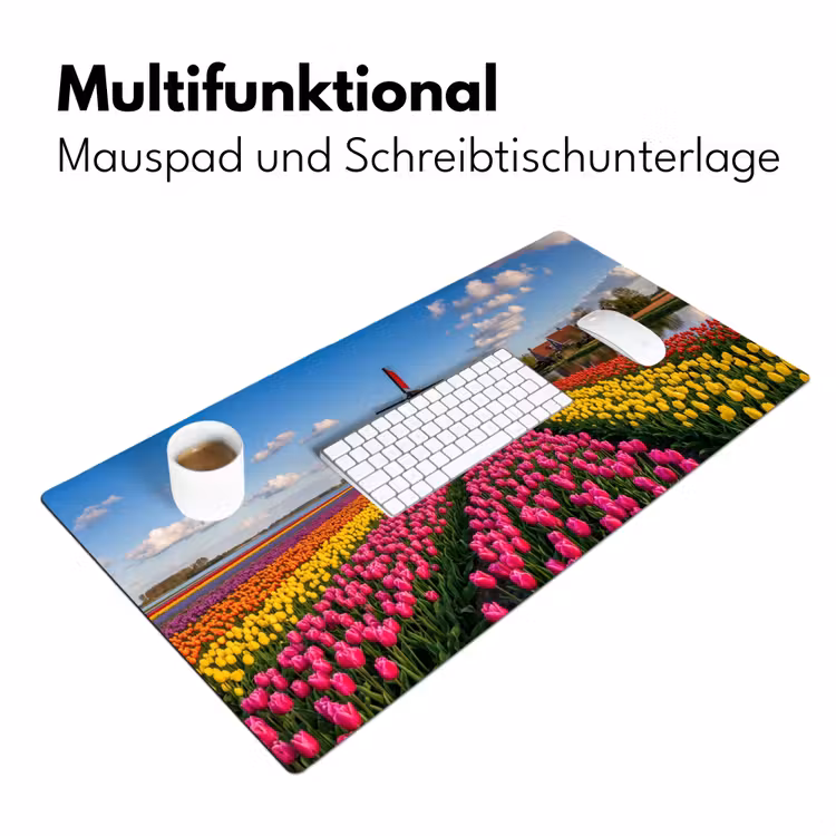 Tulpen - Holland - Molen - Kleurrijk Muismat XXL klein -ysfeer4_duits