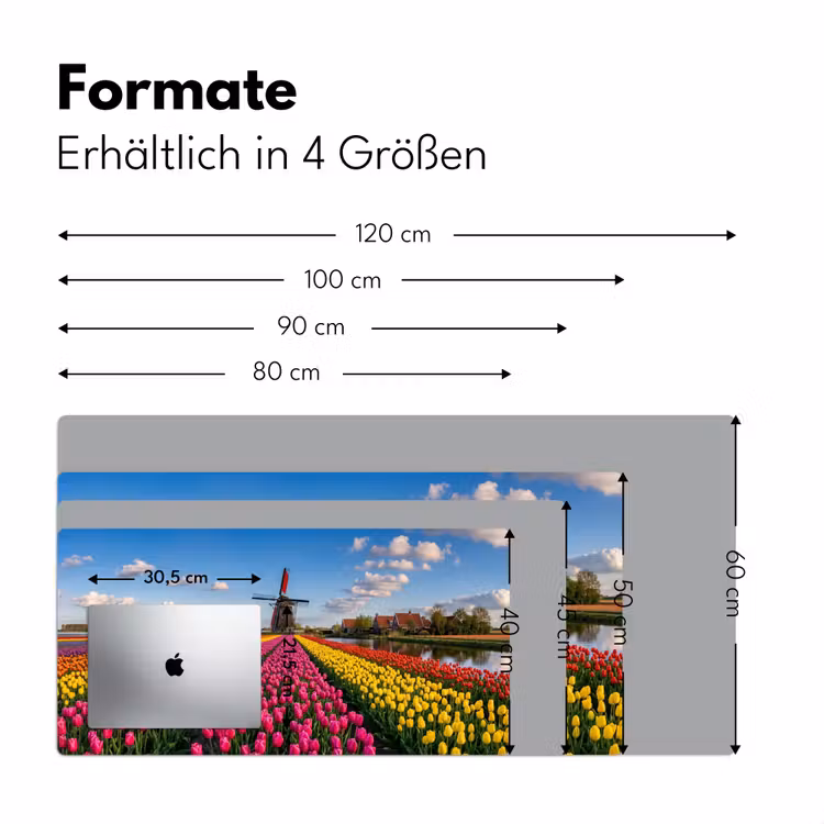 Tulpen - Holland - Molen - Kleurrijk Muismat XXL klein -ysfeer5_duits