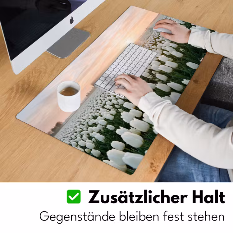 Tulpen - Landschap - Wit Muismat XXL klein -ysfeer3_duits