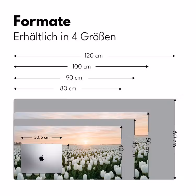 Tulpen - Landschap - Wit Muismat XXL klein -ysfeer5_duits