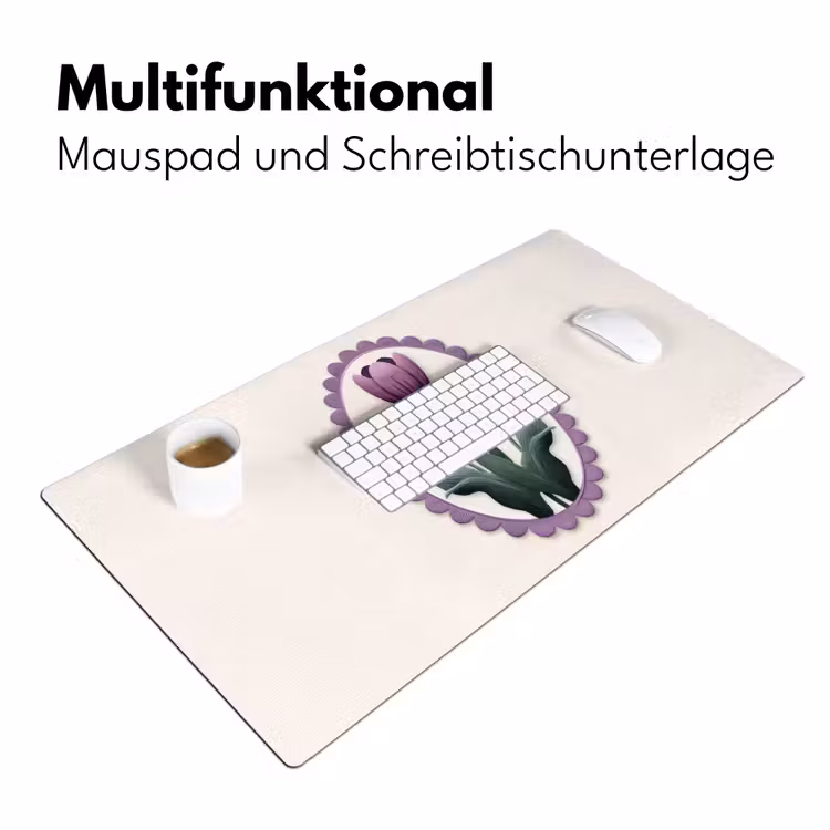 Tulpen - Paars - Lijst - Bladeren Muismat XXL klein -ysfeer4_duits