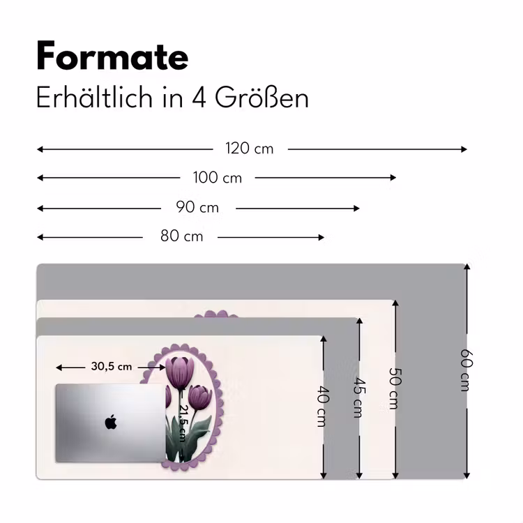 Tulpen - Paars - Lijst - Bladeren Muismat XXL klein -ysfeer5_duits