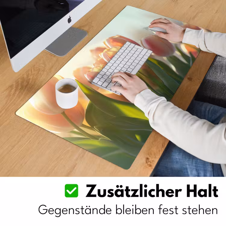 Tulpen - Roze - Zonnestralen Muismat XXL klein -ysfeer3_duits