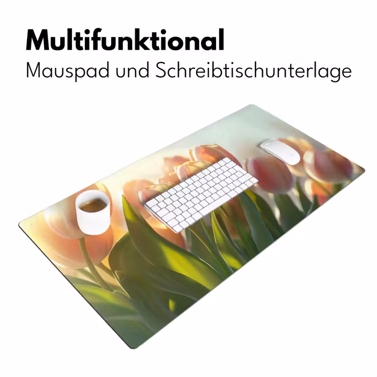 Tulpen - Roze - Zonnestralen Muismat XXL klein -ysfeer4_duits