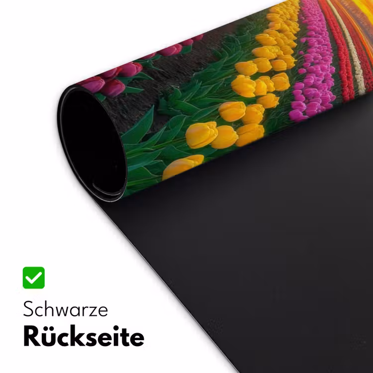 Tulpenveld - Zonsondergang - Kleurrijk Muismat XXL klein -ysfeer2_duits