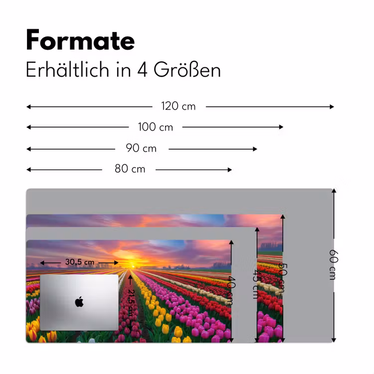 Tulpenveld - Zonsondergang - Kleurrijk Muismat XXL klein -ysfeer5_duits