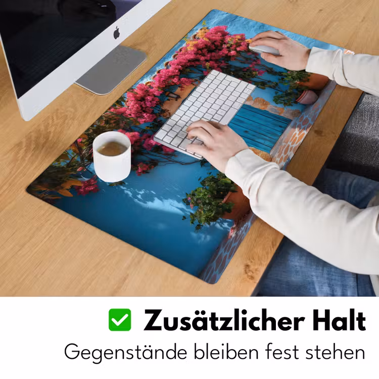 Deur - Hout - Bloemen - Blauw Muismat XXL klein -ysfeer3_duits