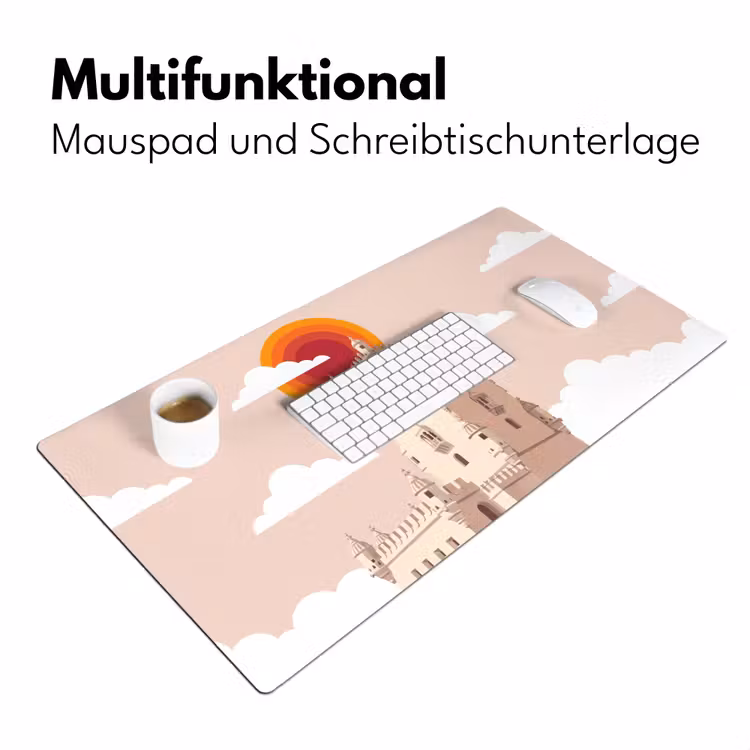 Schreibtischunterlage - Turm – Fluss – Architektur – Modern – Orange - Toren - Rivier - Architectuur - Modern - Oranje Muismat XXL klein