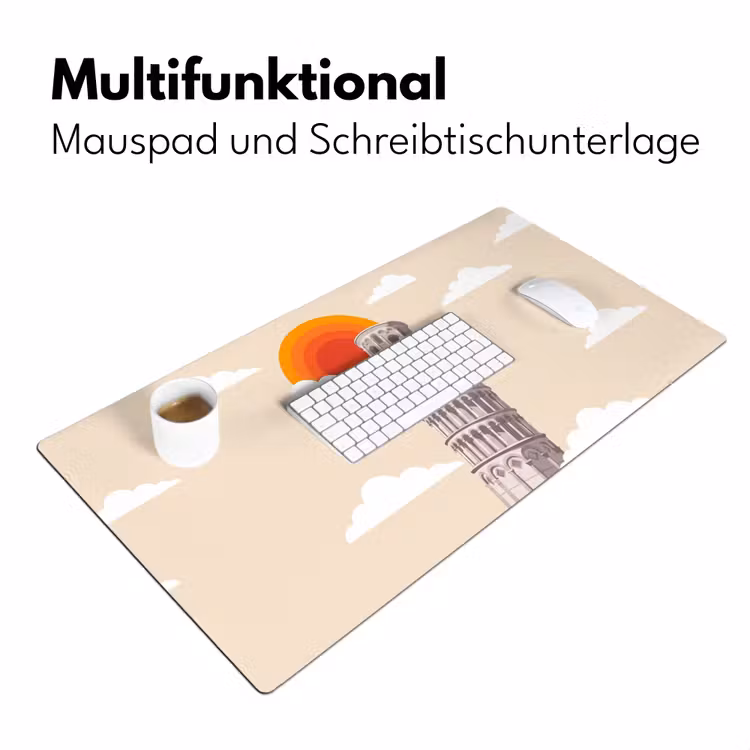 Schreibtischunterlage - Turm – Pisa – Architektur – Minimalistisch – Beige - Toren - Pisa - Architectuur - Minimalistisch - Beige Muismat XXL klein
