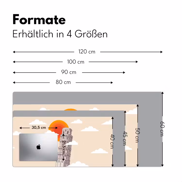 Schreibtischunterlage - Turm – Pisa – Architektur – Minimalistisch – Beige - Toren - Pisa - Architectuur - Minimalistisch - Beige Muismat XXL klein