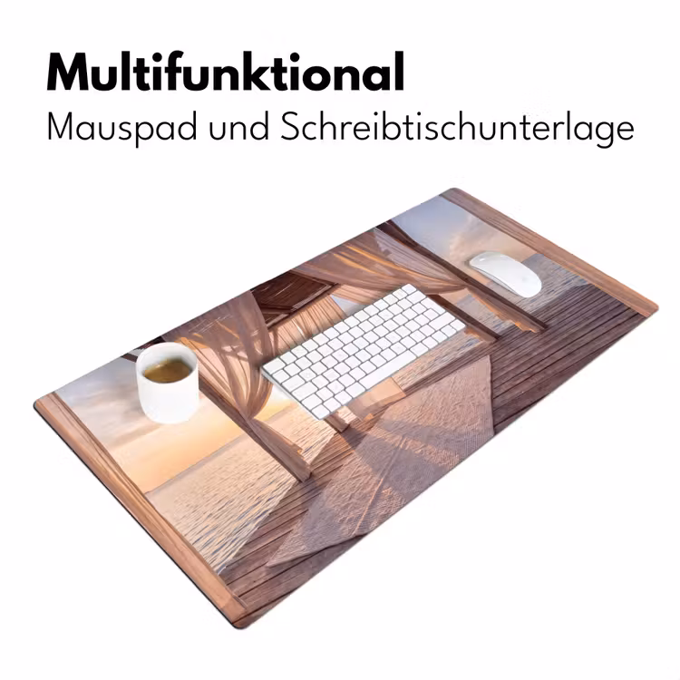 Schreibtischunterlage - Überdachung – Meer – Sonnenuntergang – Urlaub – Ruhe - Overkapping - Zee - Zonsondergang - Vakantie - Rust Muismat XXL klein