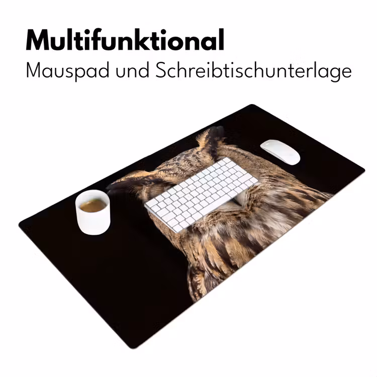 Oehoe - Uil - Portret - Bruin Muismat XXL klein -ysfeer4_duits
