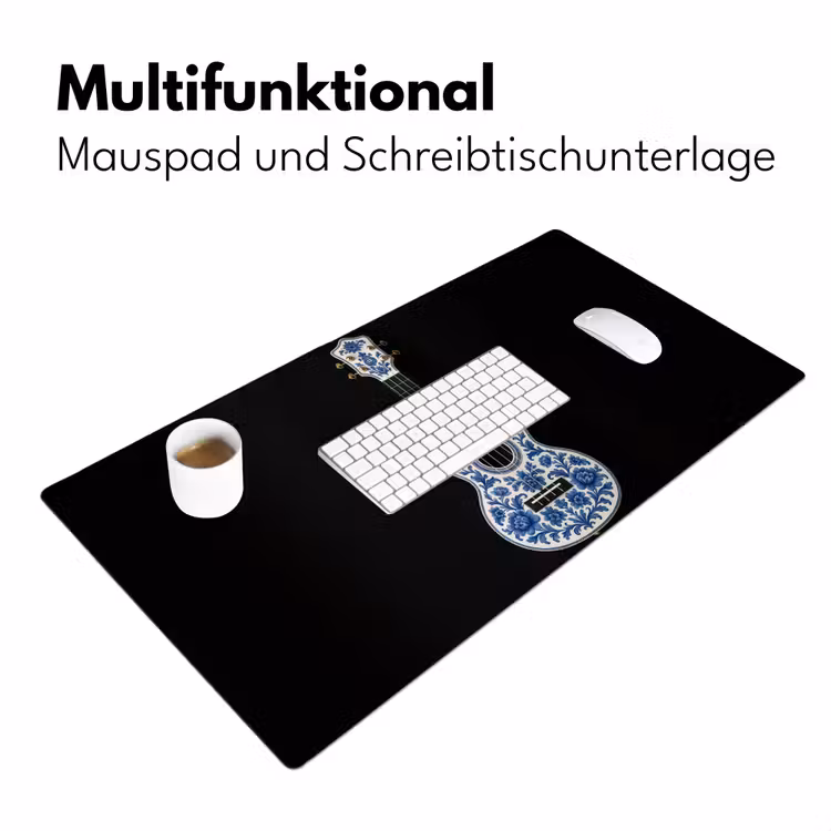Ukelele - Delfts - Blauw - Muziek Muismat XXL klein -ysfeer4_duits