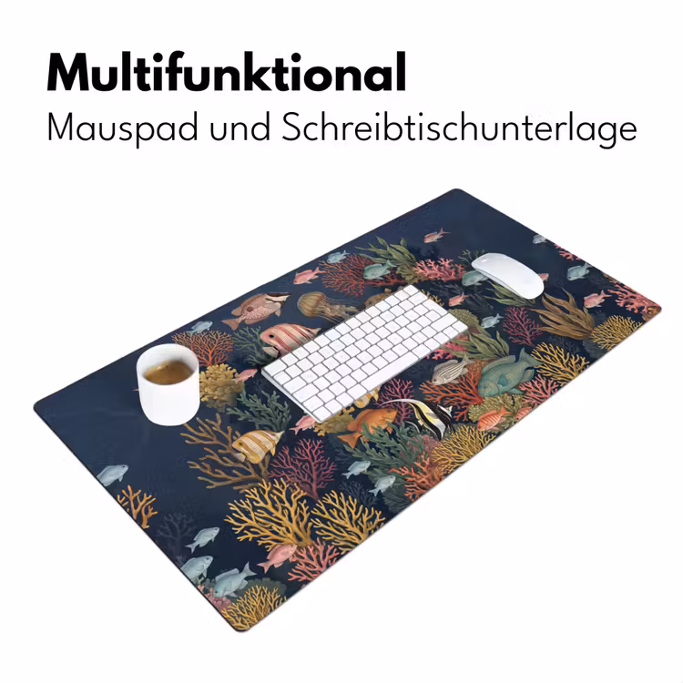 Onderwaterwereld - Vissen - Koraal - Illustratie - Kleurrijk Muismat XXL klein -ysfeer4_duits