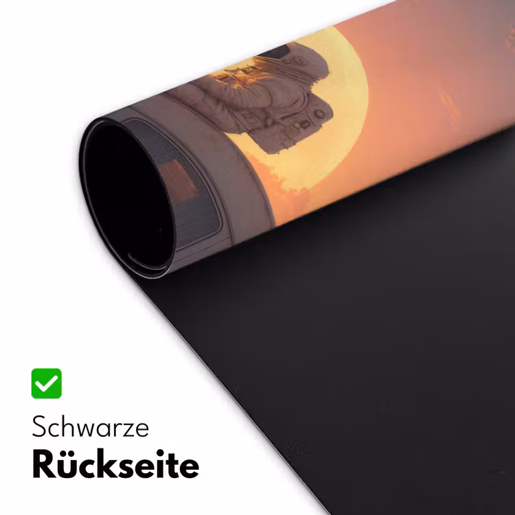 Busje - Kat - Zonsondergang - Oranje Muismat XXL klein -ysfeer2_duits