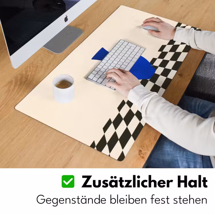 Vaas - Blauw - Geblokt - Modern Muismat XXL klein -ysfeer3_duits