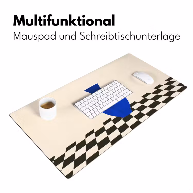 Vaas - Blauw - Geblokt - Modern Muismat XXL klein -ysfeer4_duits