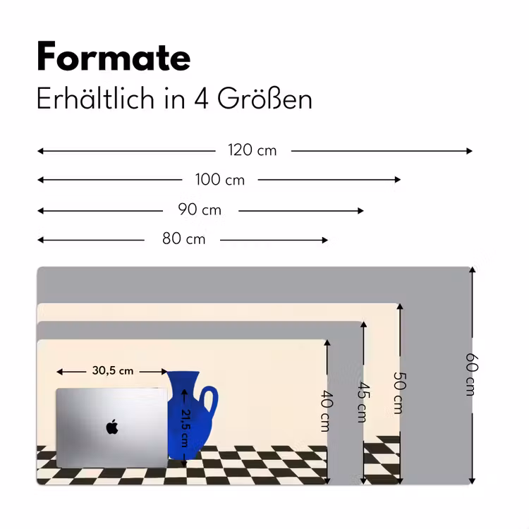Vaas - Blauw - Geblokt - Modern Muismat XXL klein -ysfeer5_duits