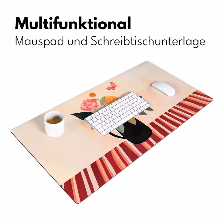Vaas - Bloemen - Vlinder - Rood Muismat XXL klein -ysfeer4_duits