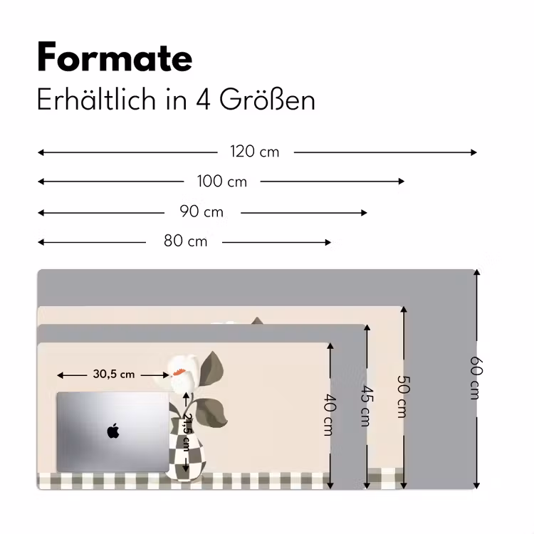 Vaas - Geruit - Groen - Bloem Muismat XXL klein -ysfeer5_duits