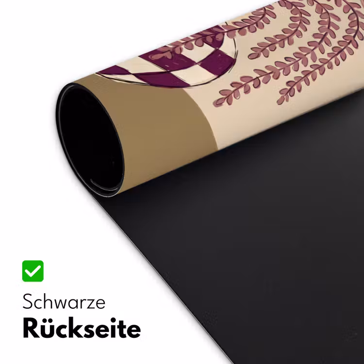 Schreibtischunterlage - Vase – Kariert – Pflanzen – Modern – Lila - Vaas - Geruit - Planten - Modern - Paars Muismat XXL klein