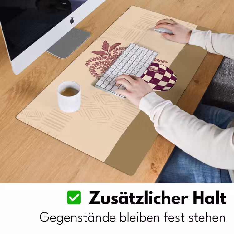 Schreibtischunterlage - Vase – Kariert – Pflanzen – Modern – Lila - Vaas - Geruit - Planten - Modern - Paars Muismat XXL klein