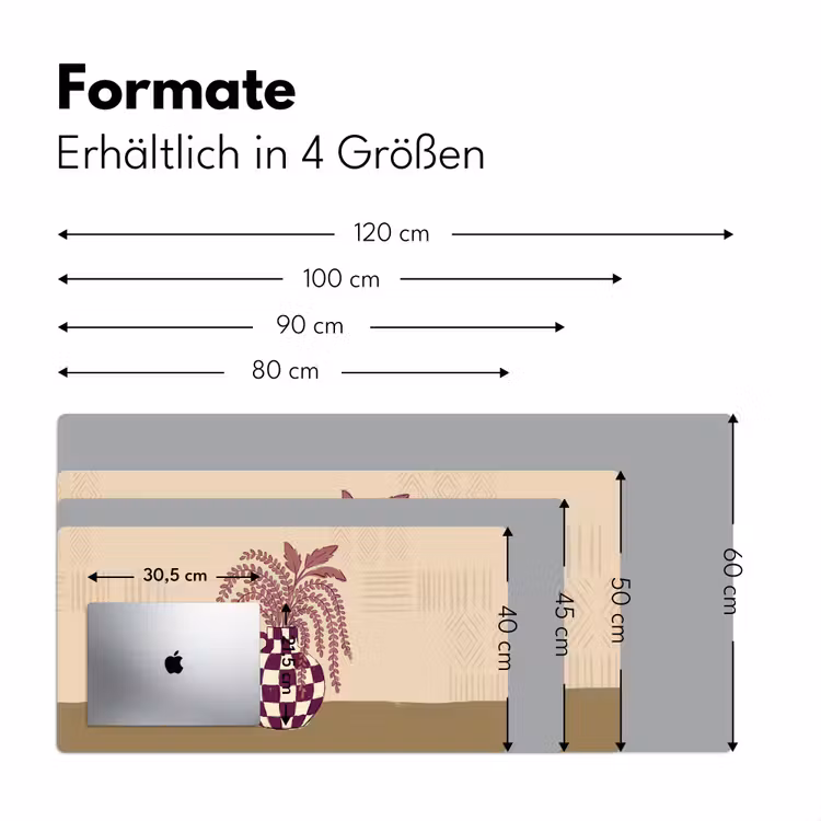 Schreibtischunterlage - Vase – Kariert – Pflanzen – Modern – Lila - Vaas - Geruit - Planten - Modern - Paars Muismat XXL klein