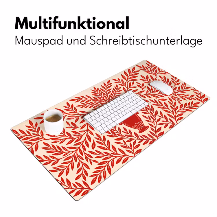 Schreibtischunterlage - Vase – Pflanzen – Dekoration – Abstrakt – Rot - Vaas - Planten - Decoratie - Abstract - Rood Muismat XXL klein