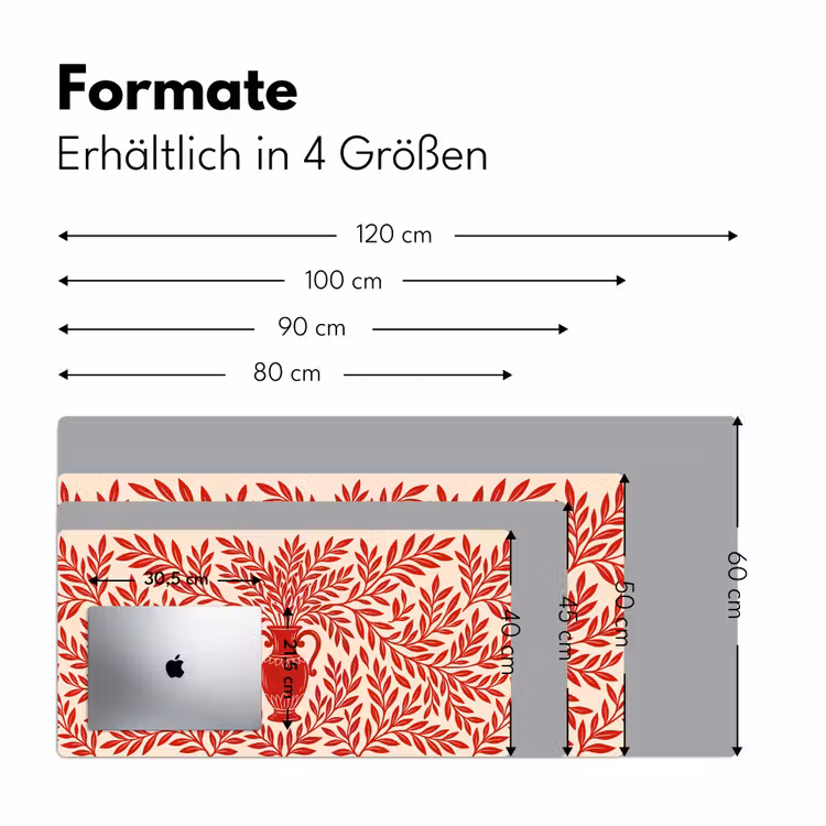 Schreibtischunterlage - Vase – Pflanzen – Dekoration – Abstrakt – Rot - Vaas - Planten - Decoratie - Abstract - Rood Muismat XXL klein