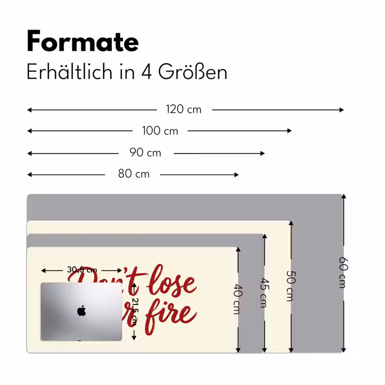 Don't lose your fire - Rood - Wit - Minimalistisch Muismat XXL klein -ysfeer5_duits