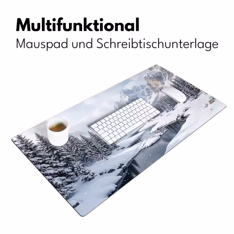 Sneeuwlandschap - Bergen - Rivier - Winter Muismat XXL klein -ysfeer4_duits