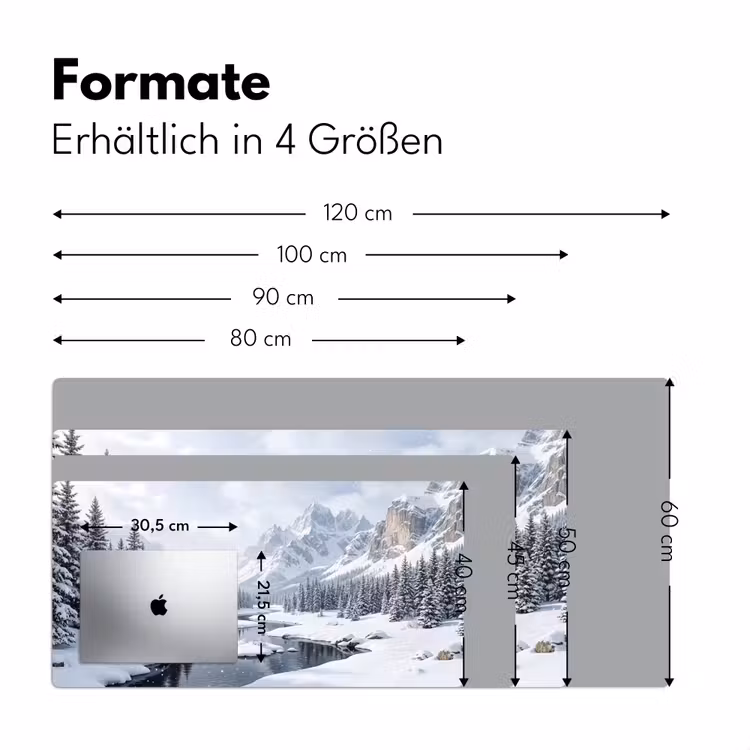 Sneeuwlandschap - Bergen - Rivier - Winter Muismat XXL klein -ysfeer5_duits