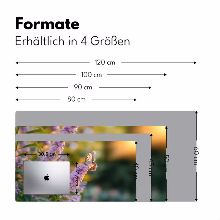Sierlijke - Vlinder - Paarse - Bloemen Muismat XXL klein -ysfeer5_duits