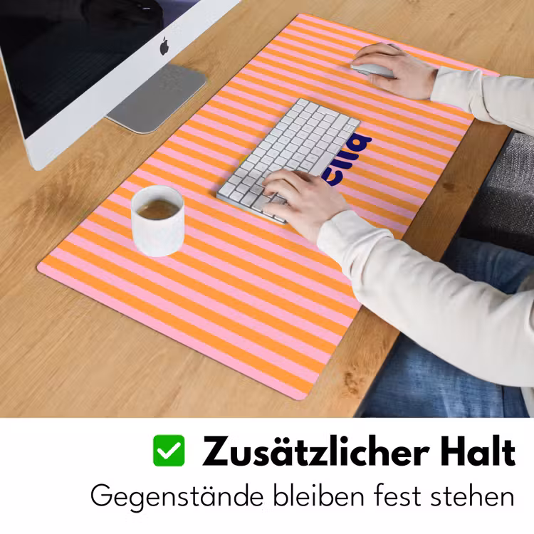 Verticaal - Strepen - Oranje - Ciao bella Muismat XXL klein -ysfeer3_duits