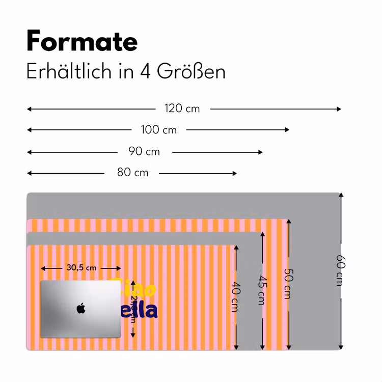 Verticaal - Strepen - Oranje - Ciao bella Muismat XXL klein -ysfeer5_duits