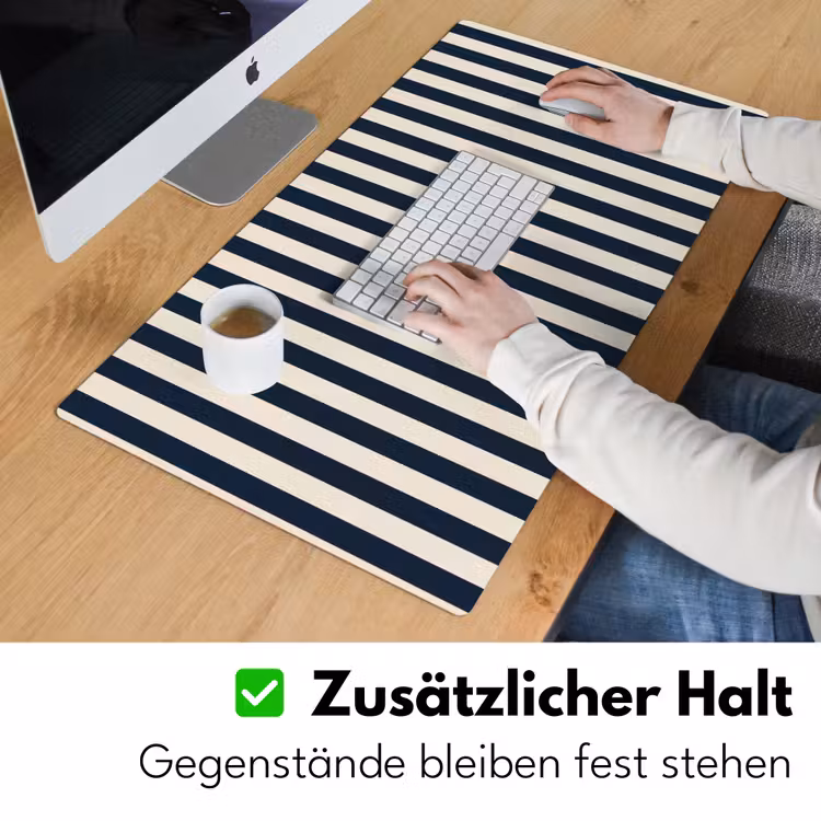 Verticale strepen - Blauw - Crème Muismat XXL klein 681 -ysfeer3_duits