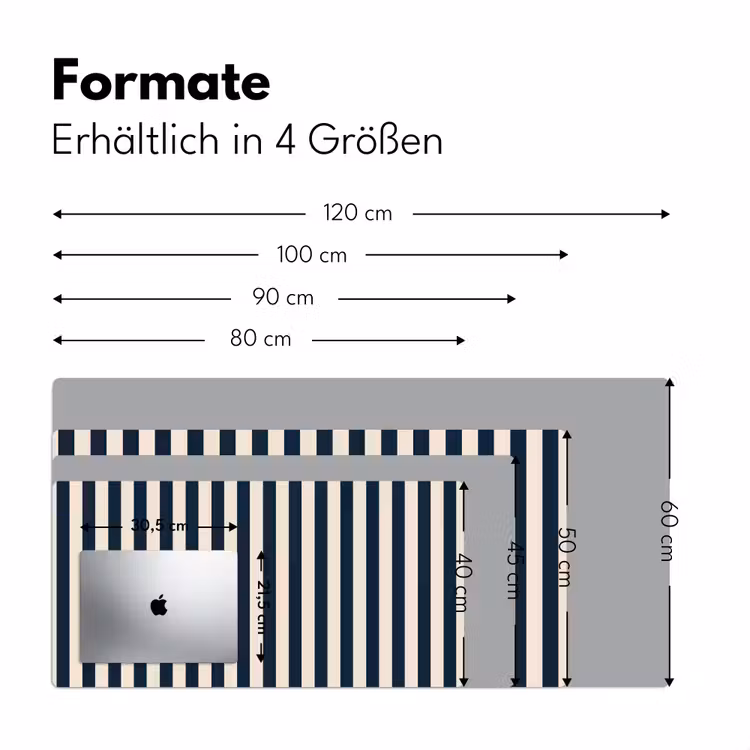 Verticale strepen - Blauw - Crème Muismat XXL klein 681 -ysfeer5_duits