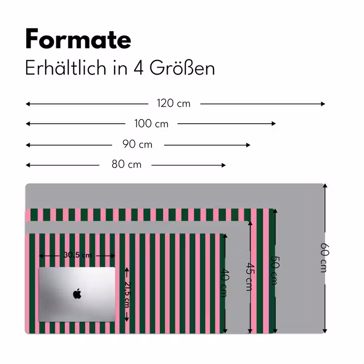 Verticale strepen - Groen - Roze Muismat XXL klein 681 -ysfeer5_duits