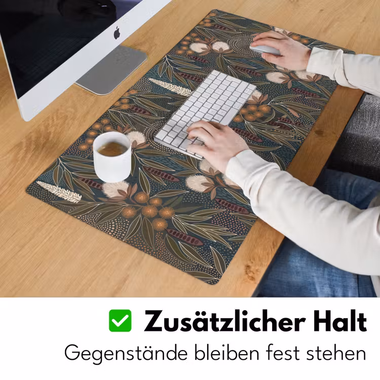 Vogel - Bladeren - Natuur - Illustratie - Groen Muismat XXL klein -ysfeer3_duits