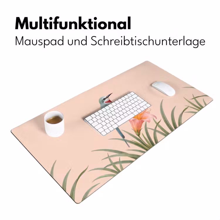Vogel - Bloem - Natuur - Roze Muismat XXL klein -ysfeer4_duits