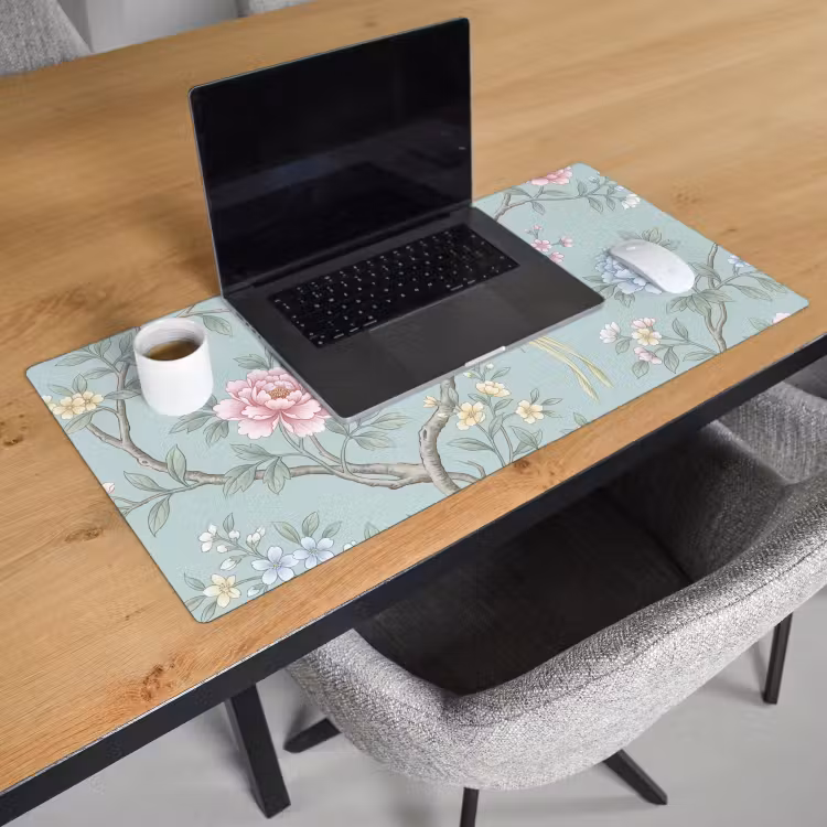 Vogel - Bloemen - Kleurrijk Muismat XXL klein -sfeer1