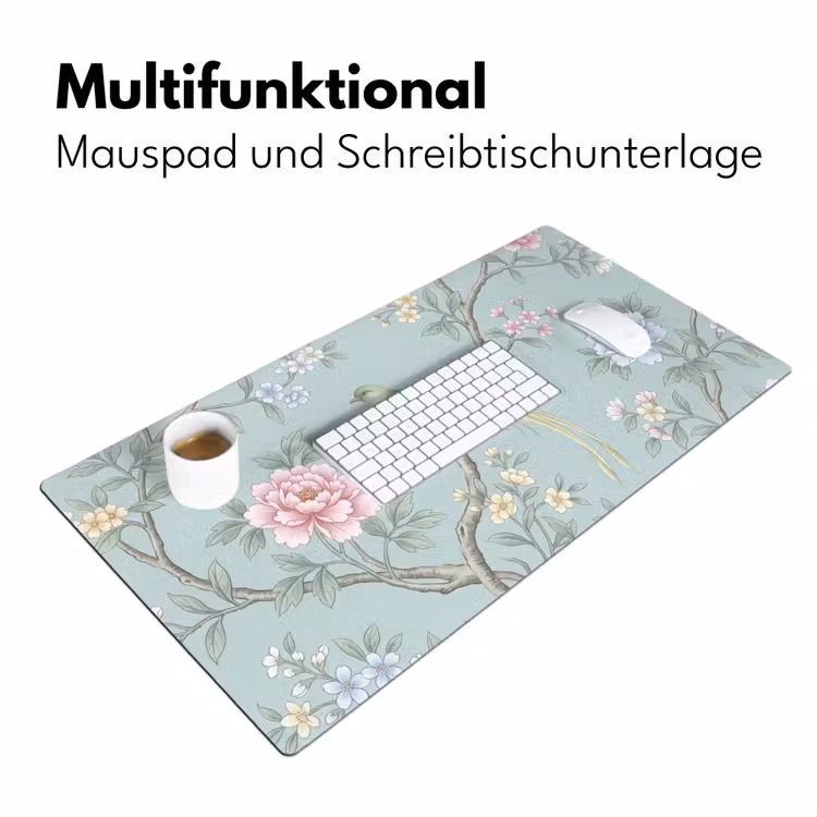 Vogel - Bloemen - Kleurrijk Muismat XXL klein -ysfeer4_duits
