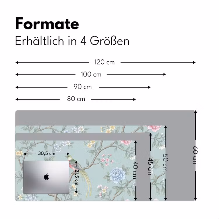 Vogel - Bloemen - Kleurrijk Muismat XXL klein -ysfeer5_duits