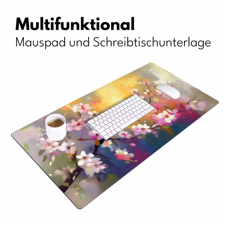 Vogels - Bloemen - Roze Muismat XXL klein -ysfeer4_duits