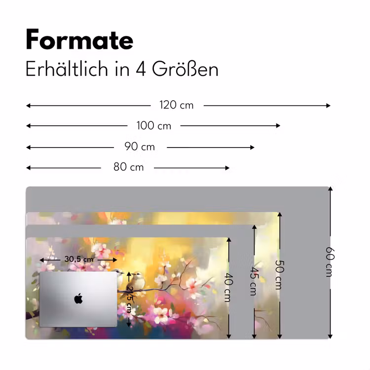 Vogels - Bloemen - Roze Muismat XXL klein -ysfeer5_duits