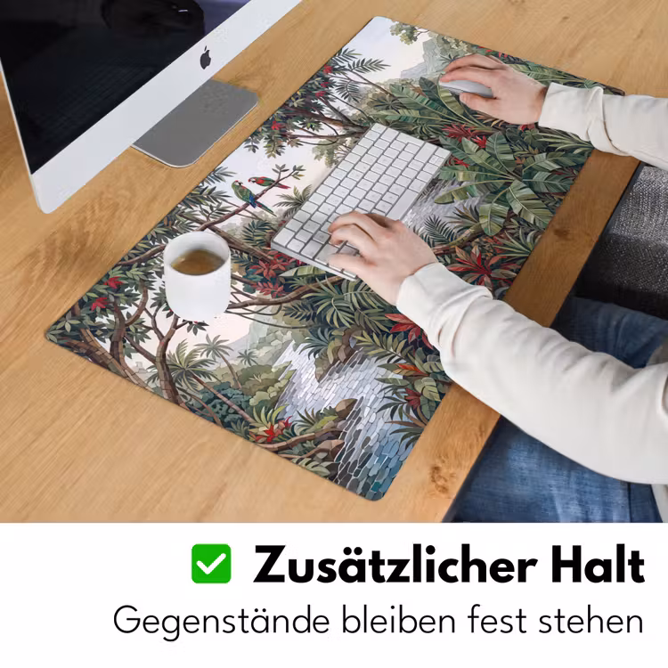 Vogel - Jungle - Natuur - Mozaïek - Groen Muismat XXL klein -ysfeer3_duits